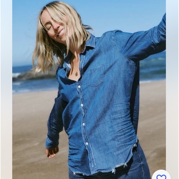 Frank&Eileen Eileen Button-Up Shirt Famous Denim Size: L Stonewashed Indigo - Picture 13 of 16